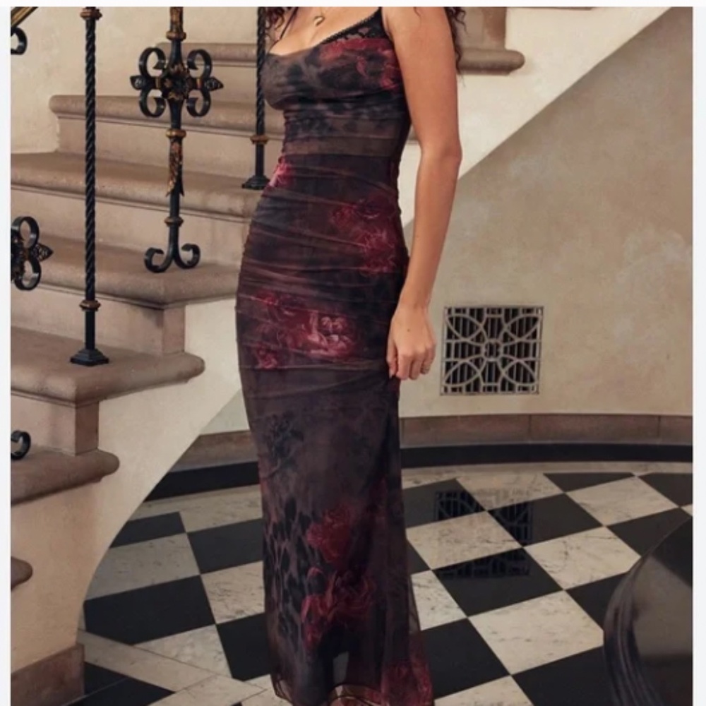 House of CB Nalini Leopard & Roses Dress